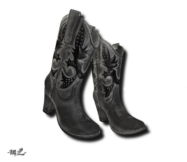 -mL- Cowboy Boots -Black