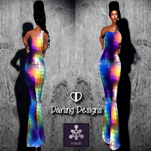 ~DD~ One Shoulder Mermaid Bottom Gown - Rainbow Disco