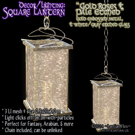 ~L/Fx~Mesh Square Lantern - Gold Roses & Pale Etched MCtbox