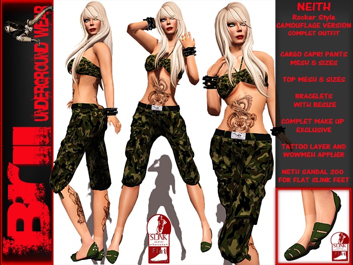 ** NEITH CAMOUFLAGE VERSION ROCKER STYLE COMPLET OUTFIT**Brii**