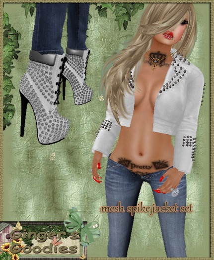 spike jacket set-white( Hold&Click)