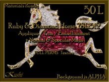 Ruby & Diamond Horse 781x512 Applique / Jewel/Embellishment/Trim with Alpha Full Perms Materials Ready