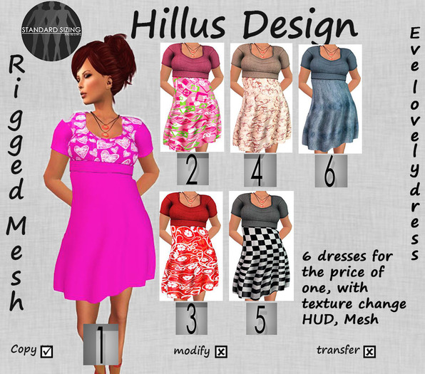 Eve lovely dress rigged Mesh with texture change HUD