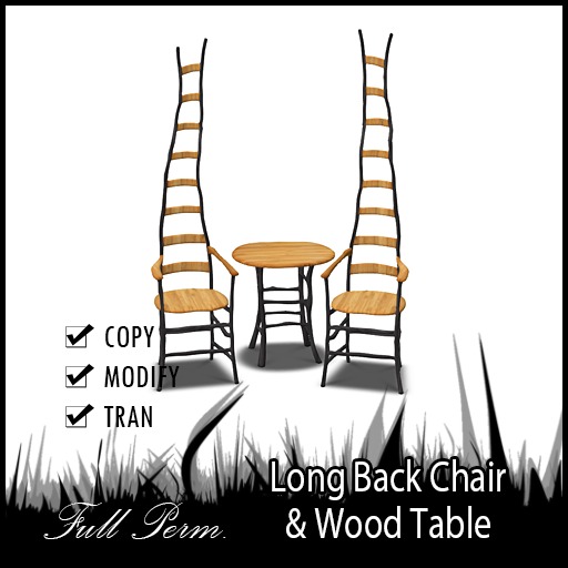 [full perm] Long Back Chair & Wood Table