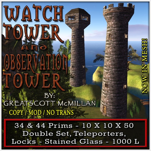 Second Life Marketplace TWO TOWERS From Castle Clan Mesh Castles