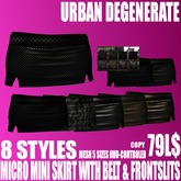 Micro Mini w Belt and Frontslit 8 Styles