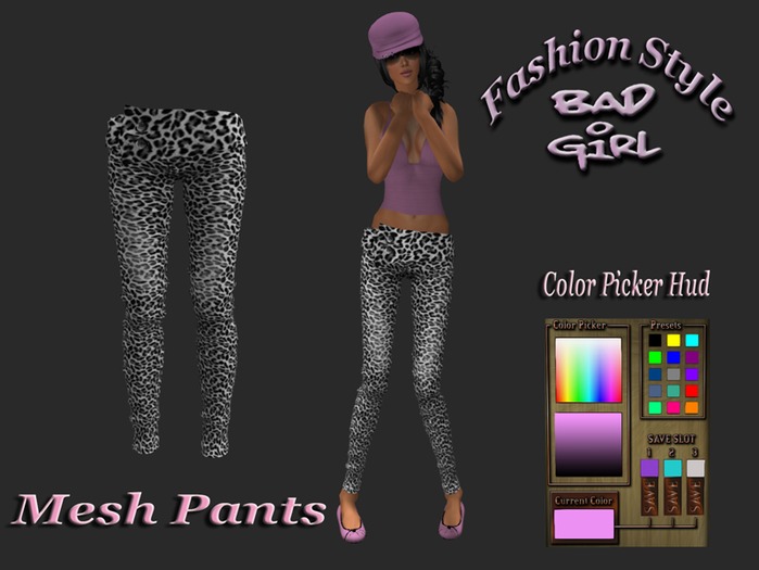 Bad Girl Rigged Mesh Pants Panther Color Hud
