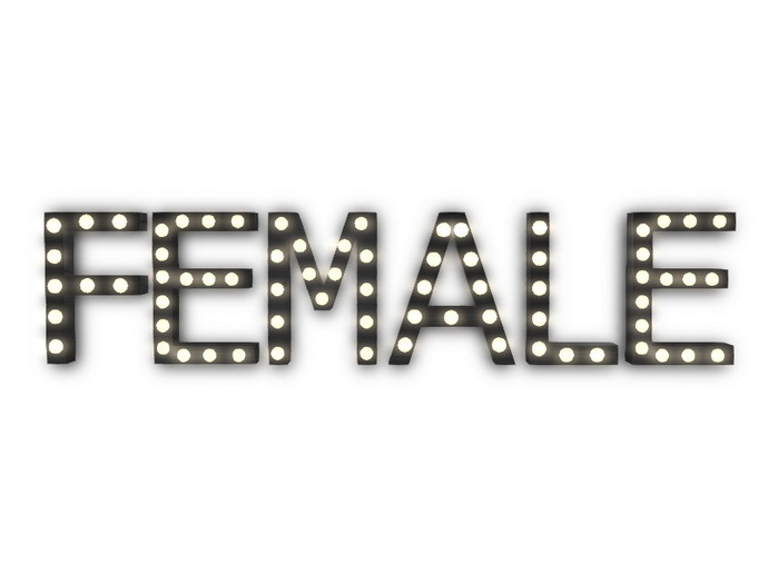 [Px] "FEMALE" Illuminated Light Bulbs Sign