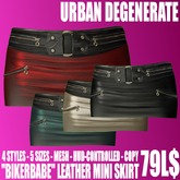 Bikerbabe Leather Mini Skirt 4 Colors Mod 2 