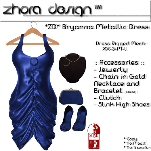 *ZD* Bryanna Metallic Dress Blue