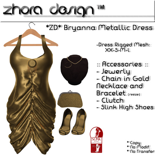 *ZD* Bryanna Metallic Dress Gold