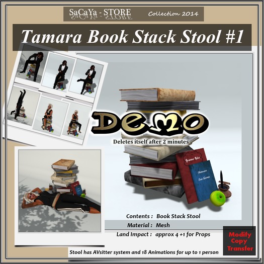 SaCaYa's Tamara Book Stack Stool #1 Demo