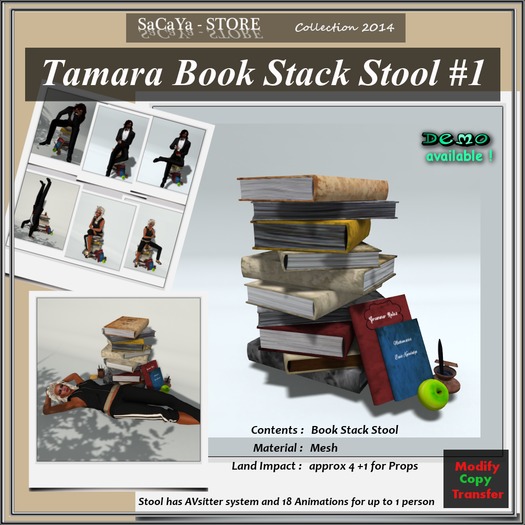 Retirement SALE! SaCaYa's Tamara Book Stack Stool #1