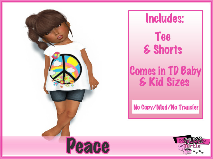 .:Strawberry Turtle:. Peace Tee - white