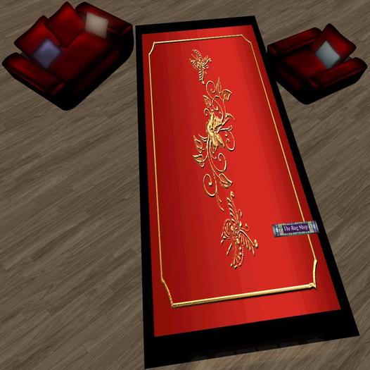 Asian runner2, Red, Gold & Black (#R8) floral 