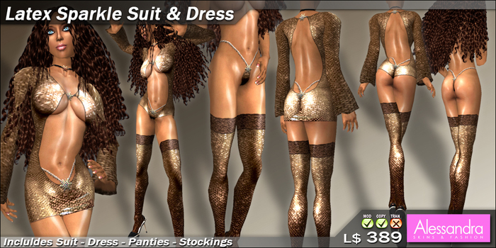 ALESSANDRA - Latex Sparkle Suit & Dress - CHAMPAGNE