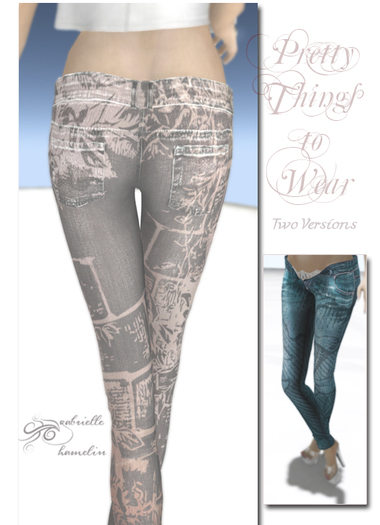 DEMO  Floral Texture Jeans - Three Colours