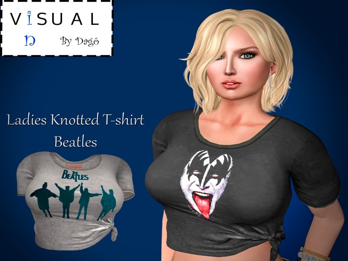 Ladies Knotted TShirt - BEATLES - Visual In