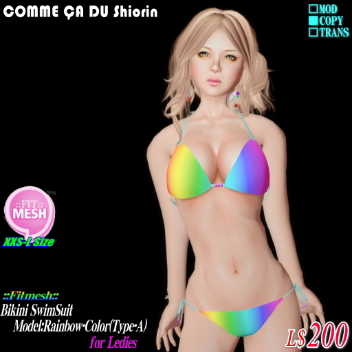 =CS= FitMesh_Bikini Swimwear Rainbow102
