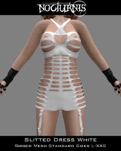 Nocturnis Mesh Slitted Dress White