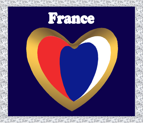 HEART FLAG BADGE FRANCE FRENCH