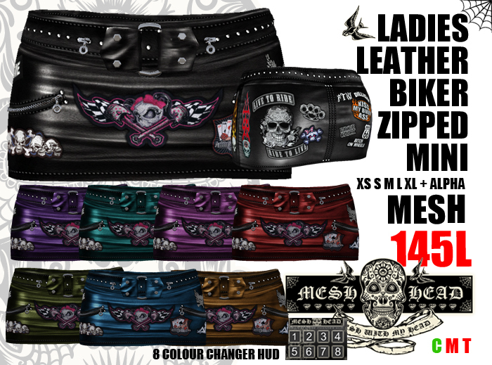 Mesh Head - Ladies Biker Babe Leather Jacket - All Sizes