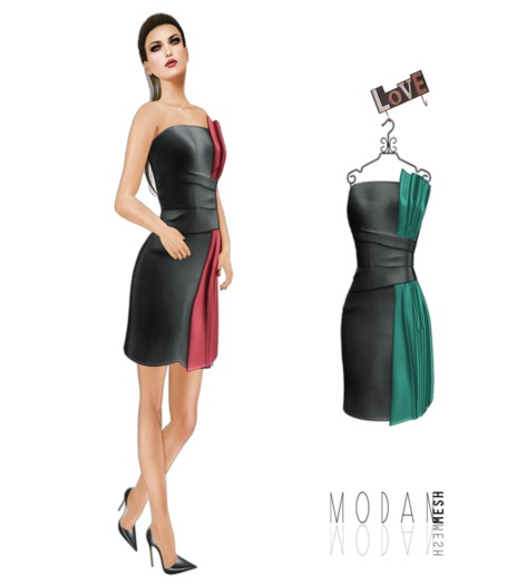 ::M.O.D.A.N.M.E.S.H.:: Inci Dress Black  Green