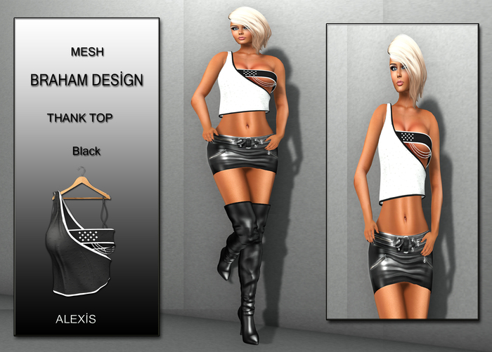 Braham Design Alexis Black Thank Top Mesh
