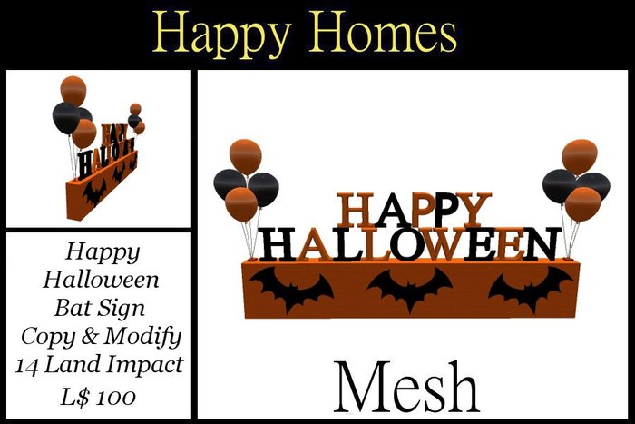 H.Homes ~ Mesh Halloween Balloon Sign ~ Bats