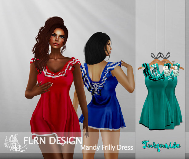 [FLRN] Mandy Frilly Dress V1 Turquoise