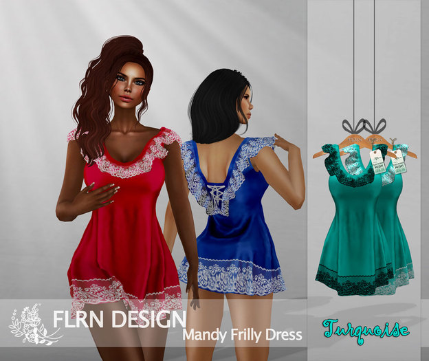 [FLRN] Mandy Frilly Dress V2 Turquoise