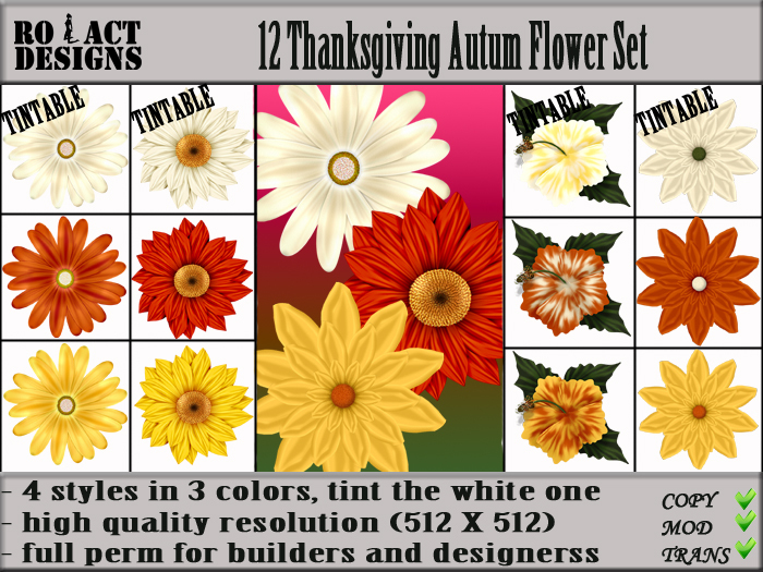 Ro!Act Designs 12 Thanksgiving Autum Flower Set