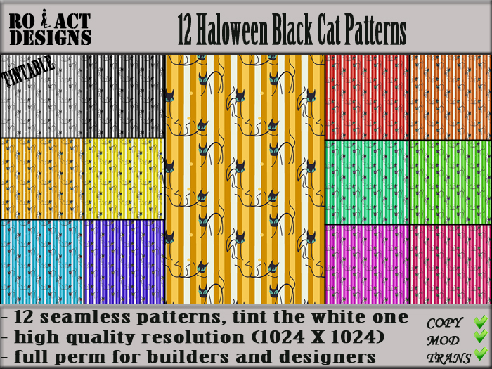 Ro!Act Designs 12 Seamless Haloween Black Cat Pattern