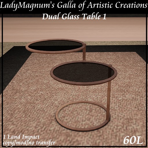 LadyM's Dual Glass Dual Table 1 - Teak