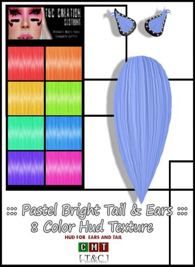Second Life Marketplace - T&C ::: Pastel Bright Tail & Ears ::: 8 Color ...