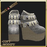 LW_ Boxed Mesh Boots with 3 Lilies - Suede Platinum