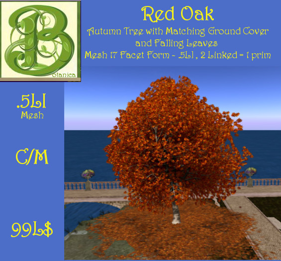 Autumn  Red Oak v.2 w Falling leaves & Pile .5 LI  Ultra light