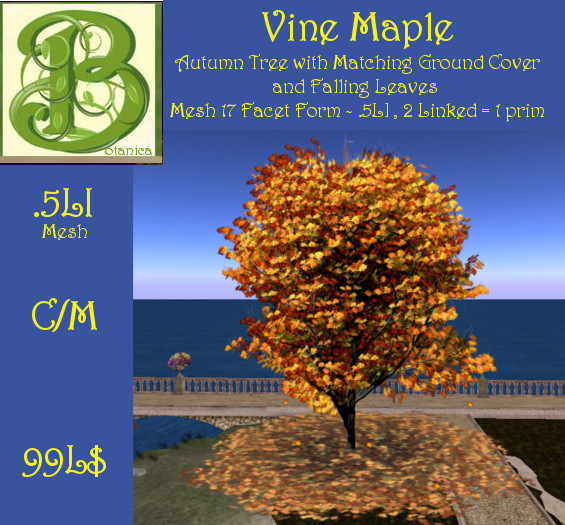 Autumn Vine Maple w/ Falling Leaves - 1 prim