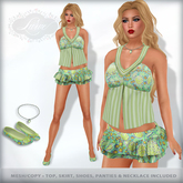 *Lurve* Mesh Layered Mini Skirt Outfit - Lime