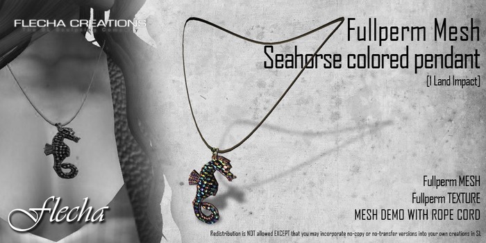 FLECHA Seahorse colored pendant fullperm