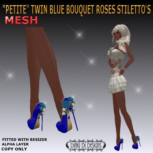 DINKI-DI PETITE TWIN BLUE BOUQUET ROSES STILETTO'S
