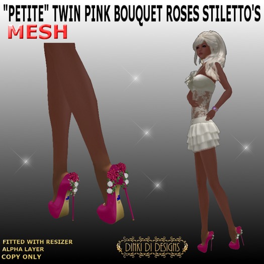 DINKI-DI PETITE TWIN PINK BOUQUET ROSES STILETTO'S