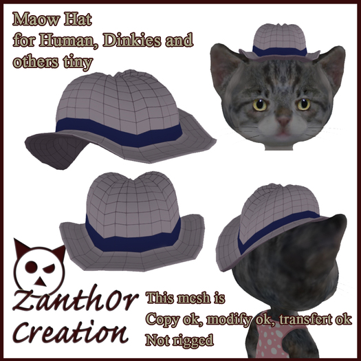 Hat Maow full perm for dinkies or tiny - Zanth0r Creation