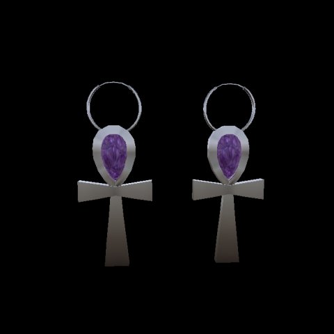 Silver Ank Earrings - Amethyst