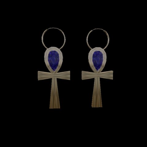 Gold Ankh Earrings - Sapphire