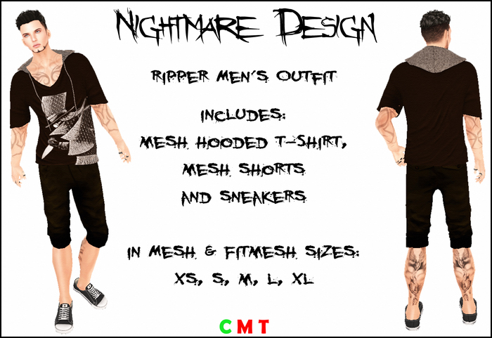 ~ND~ Ripper Shorts and Hoody Mens Outfit