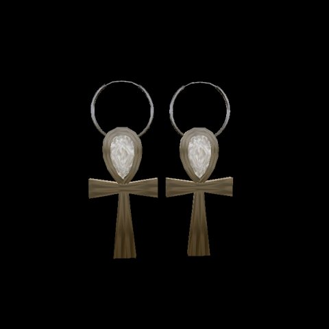 Gold Ankh Earrings - Diamond