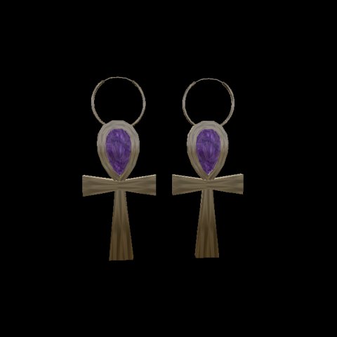 Gold Ankh Earrings - Amethyst