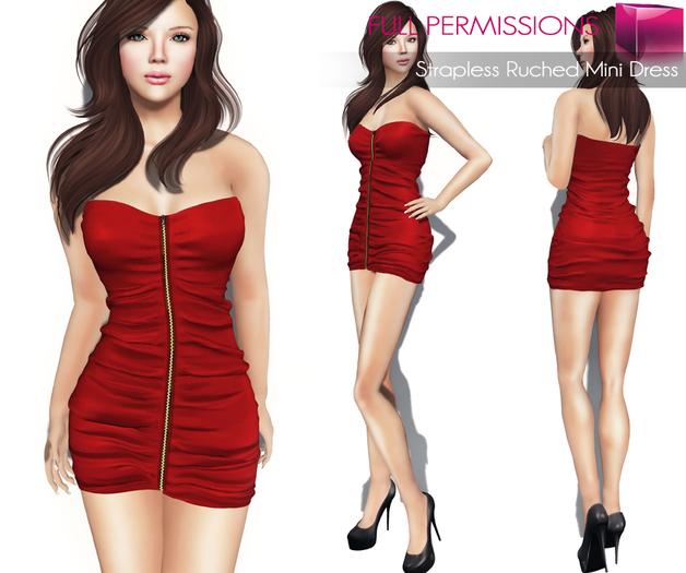 MI960190 MI_Strapless Ruched Mini Dress