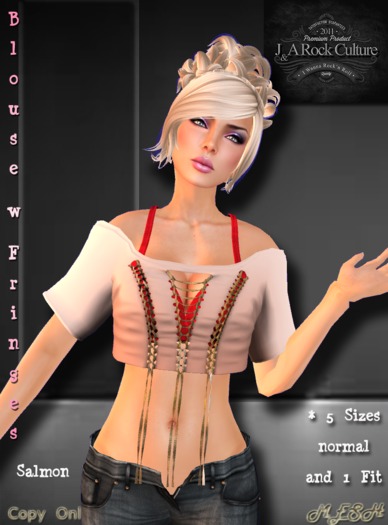 Blouse with Fringes Salmon